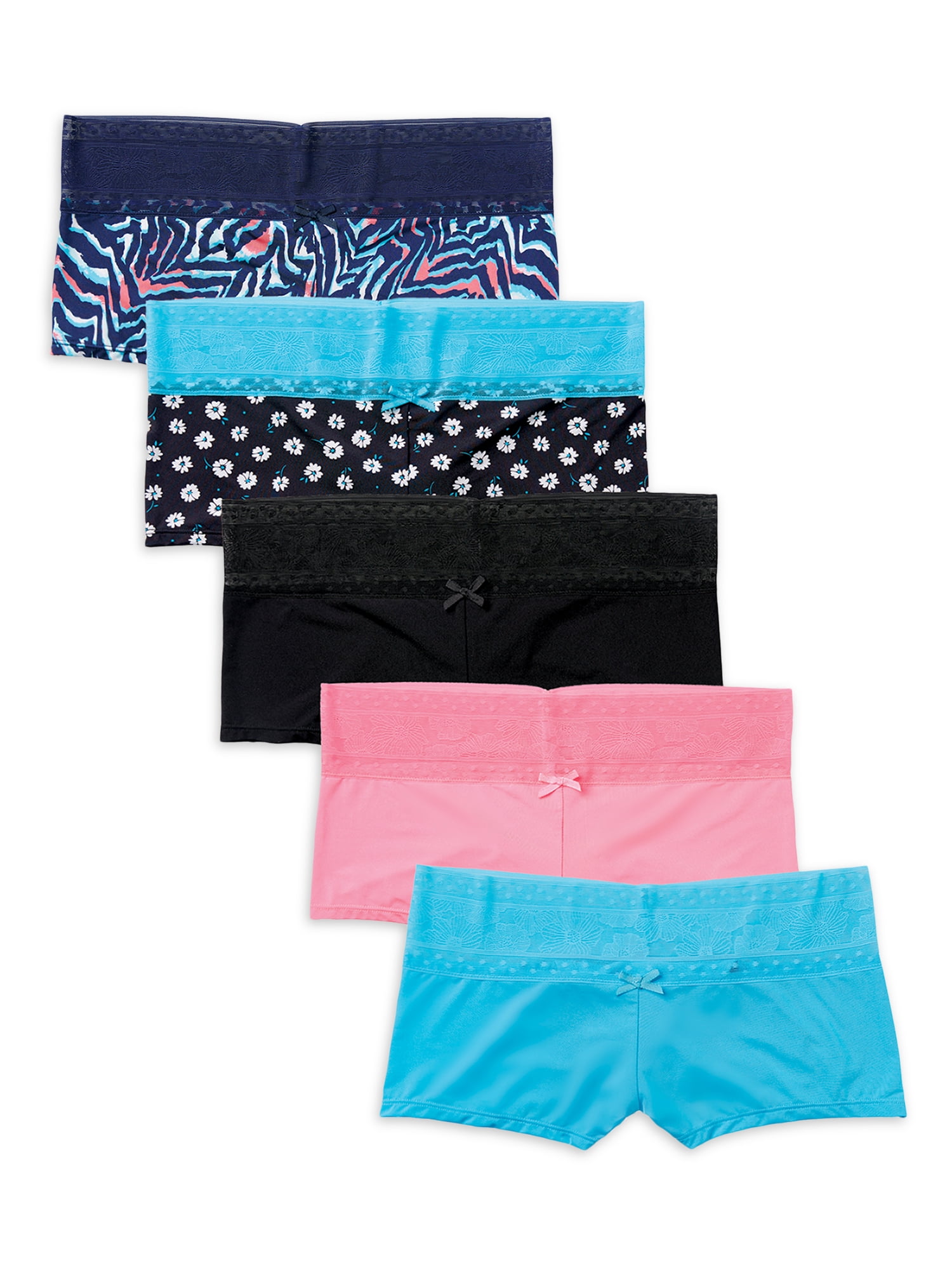 No Boundaries Floral Solid Cotton Liner Boy Shorts Panty (Women's) 5