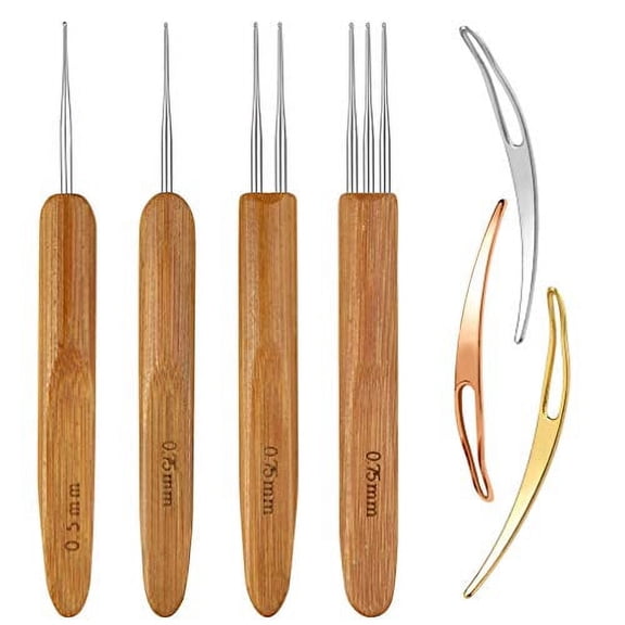 7 Pieces Dreadlock Crochet Hook Include Dreadlocks Crochet Hair Weaving Needle Tool 2 Pieces 1 Hook   1 Pieces 2 Hooks   1 Pieces 3 Hooks   3 Pieces Hair Braid Craft Locking
