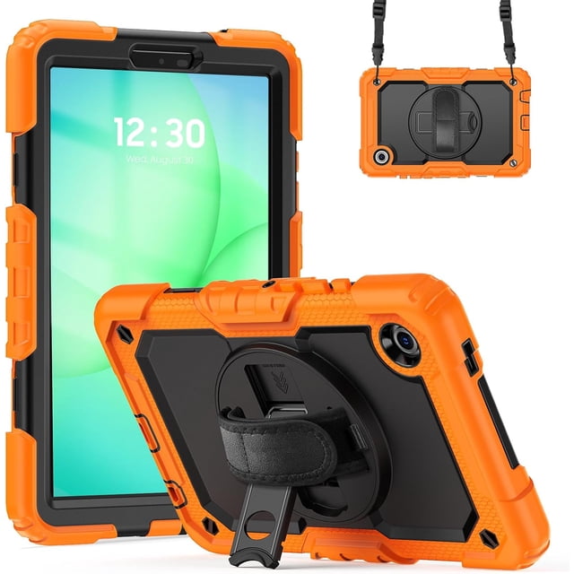 Funda para Samsung Galaxy Tab A11 de 8,7 pulgadas (2025) y Galaxy Tab A9 de 8,7 pulgadas (2023), resistente, a prueba de golpes, con soporte giratorio de 360° y correa de mano/bandolera