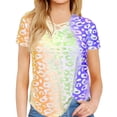 thumbnail image 4 of Camiseta con cuello en V y manga corta para niña, camiseta con estampado de verano para mujer, naranja, L kenally  AP001867-35, 4 of 5