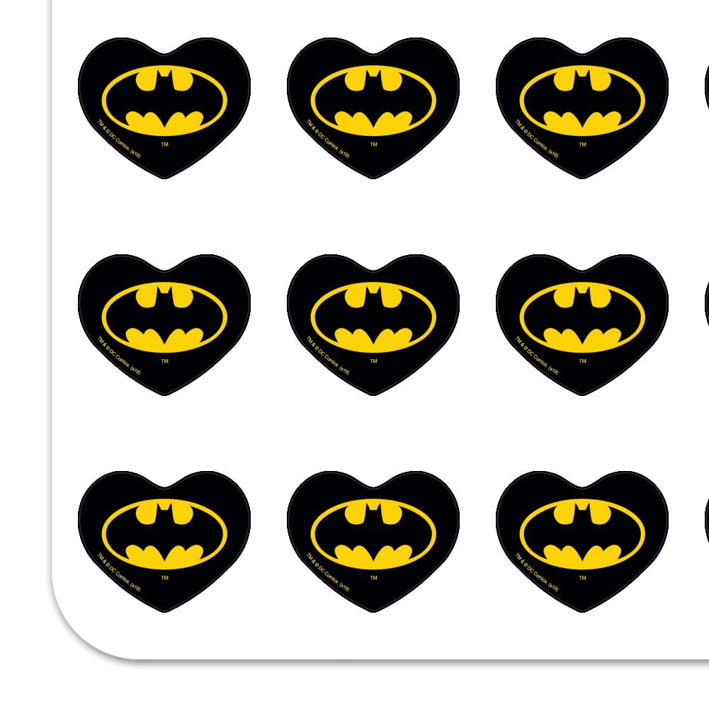 Batman Classic Bat Shield Logo Heart Shaped Planner Calendar Scrapbook  Craft Stickers 