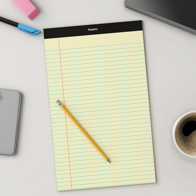 Staples Notepads, 8.5" x 14" Wide Ruled, Canary Yellow, 12 Pack photo 8