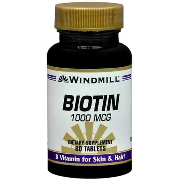 Windmill Biotin 1000 mcg Tablets 60 Tablets (Pack of 2)