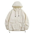thumbnail image 3 of UVEASISHA Men's Rain Jacket Lightweight Waterproof Hooded Jackets Outdoor Hiking Windbreaker Raincoat Sun Protection Fashion Jacket with Pockets Beige XL, 3 of 8