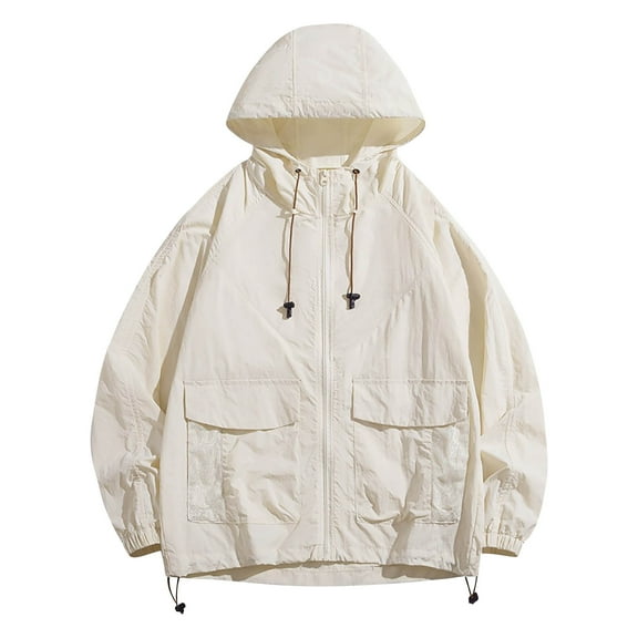 Mens Sweatshirt Under $10 Men Full Zip Up Jacket Coats Breathable Quick Dry Light Thin Windbreaker Hooded Trendy Hunting Clothes Solid Color