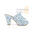 thumbnail image 3 of BLISSFUL STEP Platform Sandals Floral Chunky Heels Slides Sandals for Women, 3 of 5