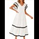 thumbnail image 2 of Vestido Midi Informal de Verano 2025 para Mujer, con Escote en V, Corta, Volantes, Corte A, . M, 2 of 10