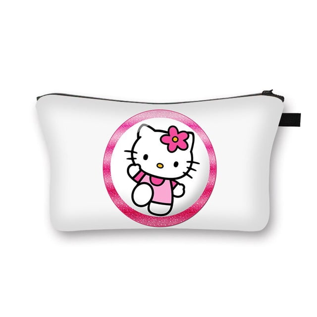 Bolsa de lavado de cosméticos Hello Kitty, bolso portátil de dibujos animados de Anime, almacenamiento de gran capacidad, bolsa de lavado de viaje, bolsa de lápices para estudiantes, regalo Fivean unisex