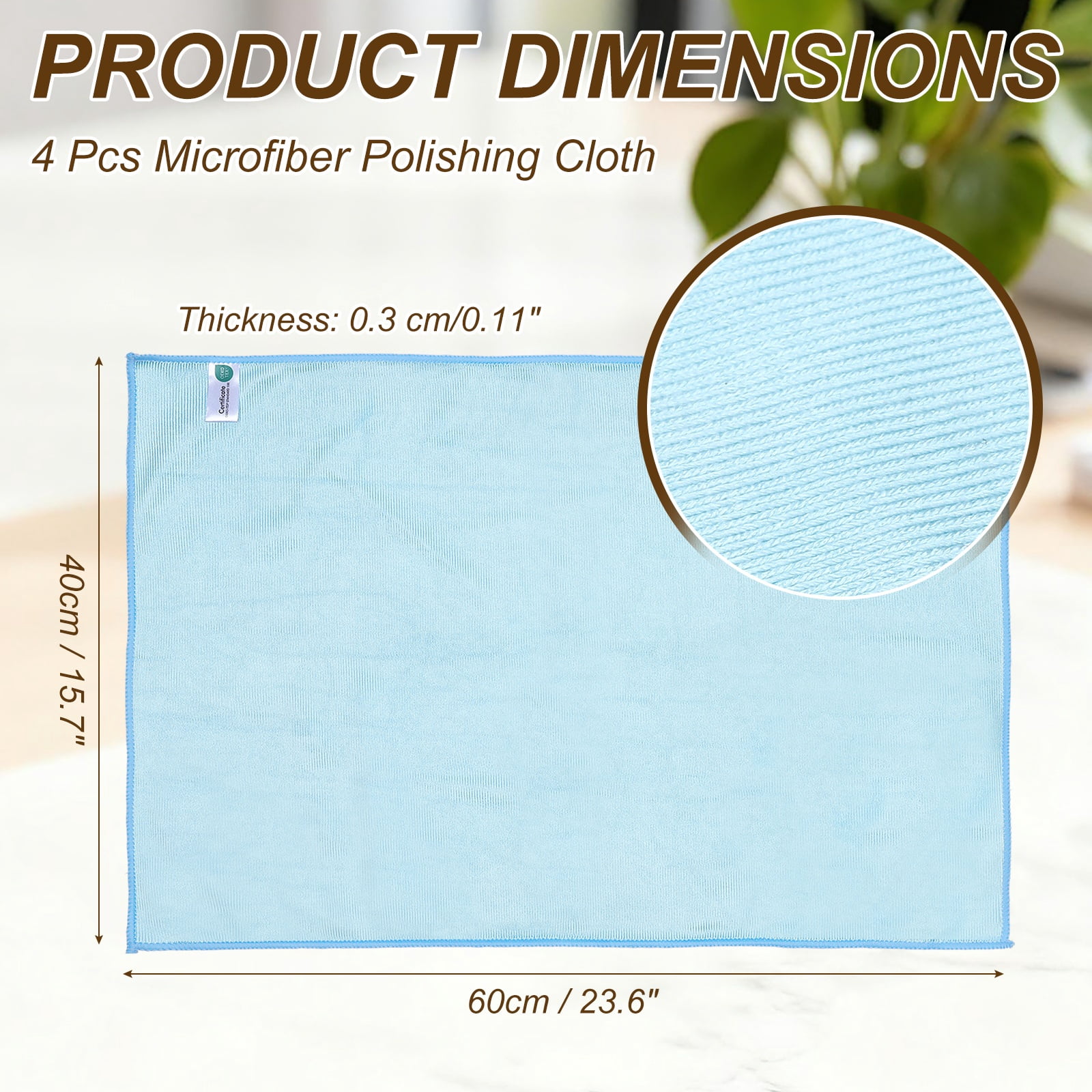 Uxcell 4Pcs Glass Polishing Cloth, 23.6x15.7" Microfiber Cleaning Cloths Lint & Streak Free Quickly Drying Towels for Glassware, Cars, Glasses, Phone Screens, Sunglasses, Blue