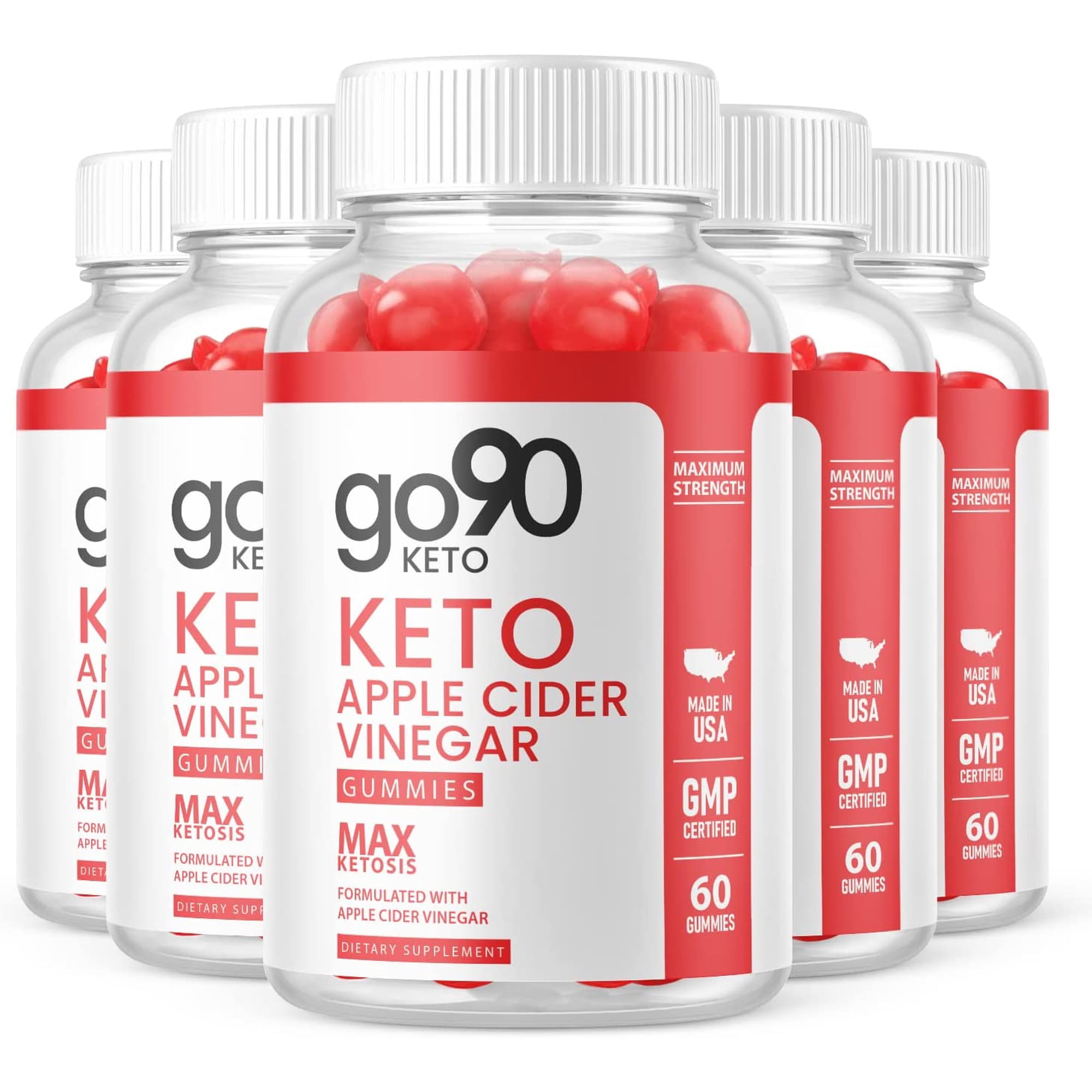(5 Pack) Go90 Keto ACV Gummies - Supplement for Weight Loss - Energy & Focus Boosting Dietary Supplements for Weight Management & Metabolism - Fat Burn - 300 Gummies