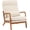 High-back Cream White, variant on Handcrafted Upholstered Solid Wood Accent Armchair in Living Room Apartment Office Modern Indoor Single Leisure Lounge Wooden Chair, Oak Armrest Lumbar Pillow, Reading Chair (High-Back Orange)