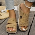 thumbnail image 3 of Dakaela Orthopedic Wedge Sandals for Women 2026 Comfortable Hollow out Bohemian Platform Summer Beach Slip on Slides with Arch Support Brown 6, 3 of 8
