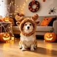 thumbnail image 4 of Fegute Christmas Pet Hat for Dogs and Cats, Soft Fabric Holiday Headwear with Reindeer Antlers for Christmas Parties, Adjustable Fit, Cute Holiday Accessories, 4 of 6