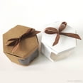 thumbnail image 5 of 20/30/50pcs Hexagonal Candy Box with PVC Opened Window White Cardboard Kraft Paper Gift Packaging Wrapped Ribbon Cake Box (Kraft Paper,20pcs,10*10cm), 5 of 6