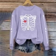 thumbnail image 6 of Halloween Skeleton Printed Sweatshirt For Women Fall Fleece Lined Crewneck Long Sleeve Pullover Tops S-XXL, 6 of 6