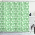 thumbnail image 1 of Leafy Shower Curtain, Leaf Designs Repetition Pattern with Grunge Foliage Illustration Print, Fabric Bathroom Set with Hooks, 69W X 75L Inches Long, Sea Green and White, by Ambesonne, 1 of 3