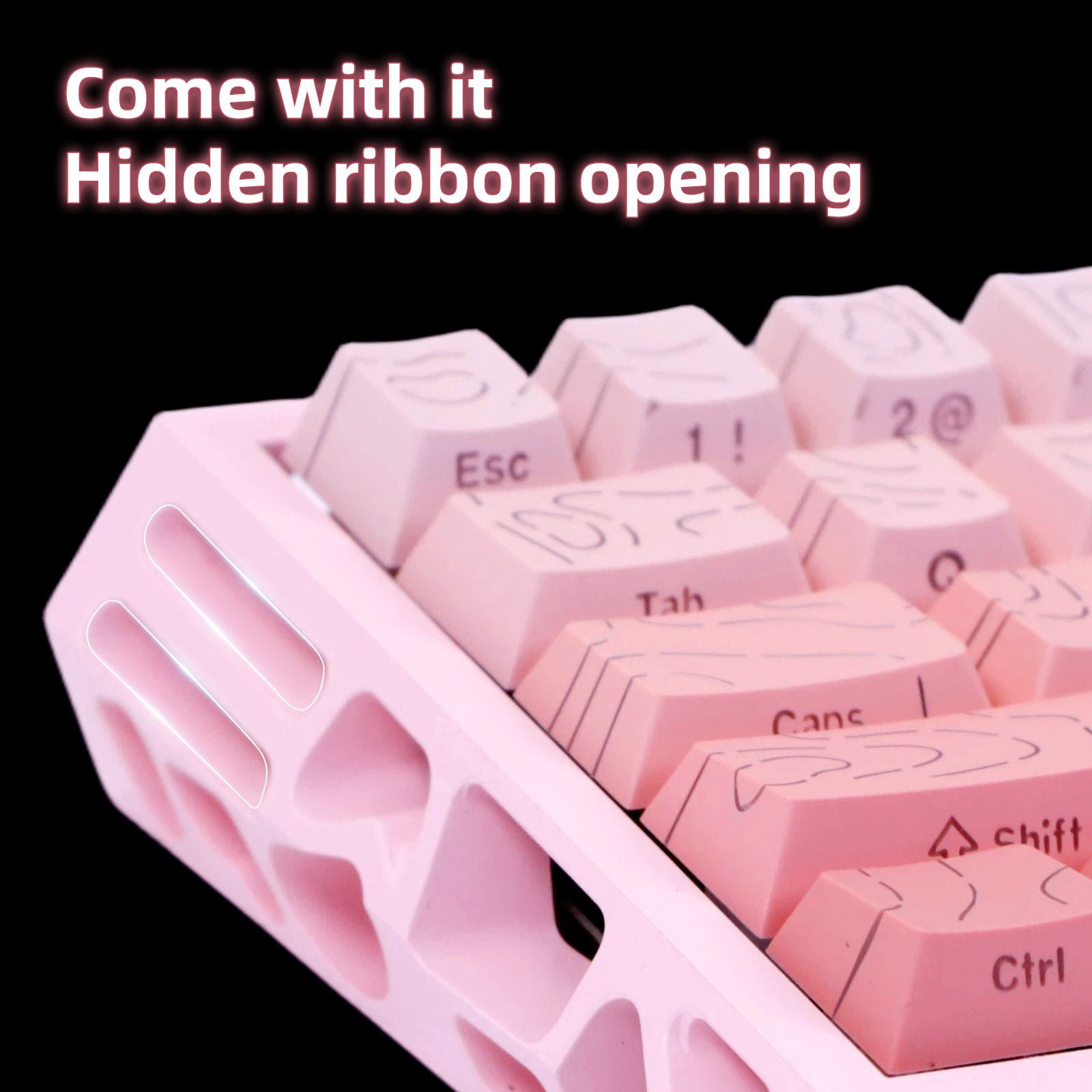 61 Keys Mechanical Keyboard, 60% Layout, Hollow Shell in 6 Colors, RGB Backlit, Full N-Key Rollover, Hot-Swappable Linear Red Switch, Backlit PBT Keycaps