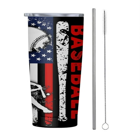 

Baseball 20oz Tumbler Insulated Stainless Steel Water Bottle Portable Travel Coffee Tea Mug Cup
