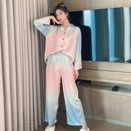 

DanceeMangoo Silk Fabric Sexy Sleepwear Plus Size Women Sleepwear Loose Version Pajama Set Summer Pajamas Princess Style