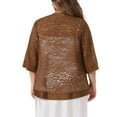 thumbnail image 3 of Agnes Orinda Women's Plus Size Cardigan Lace Crochet 3/4 Sleeves Lightweight Sheer Summer Cover Up 3X Brown, 3 of 6