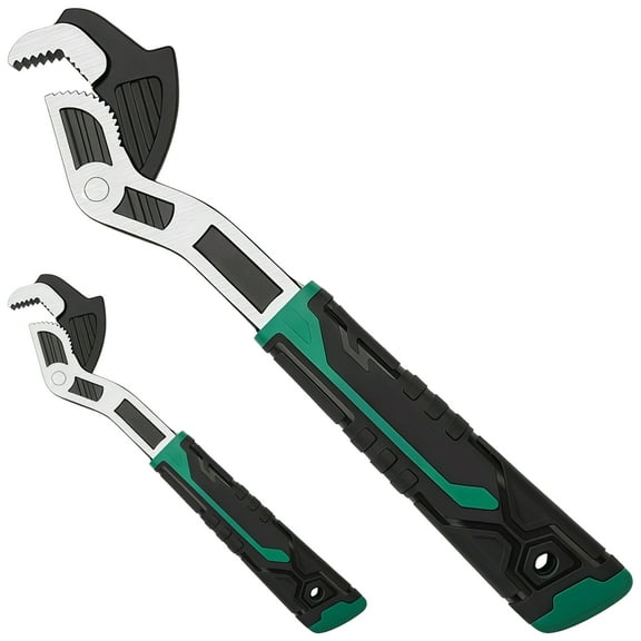 2 Pcs Self-Adjusting Pipe Wrench Set, Multifunctional Wrench, 6" & 10" Quick-Adjust Pipe Vise for Plumbing Professionals
