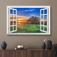 thumbnail image 2 of wall26 Canvas Print Wall Art Window View to Sunrise Over Flower Field Nature Wilderness Photography Realism Rustic Landscape Colorful Multicolor Ultra for Living Room, Bedroom, Office - 32"x48&q, 2 of 5
