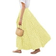thumbnail image 7 of Prolriy Women's Skirts, Women's Summer Elastic High Waist Plaid Ruffled Maxi Skirt Swing Flowy A Line Skirt Maxi Skirts for Women Yellow XXL, 7 of 7