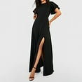 thumbnail image 2 of Faldas Largas para las Mujeres de Verano Alta Elasticidad Sólido, Sexy Casual Vestido en Capas con Bolsillos, 2 of 7