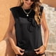 thumbnail image 5 of Blusa Sin Mangas Con Cuello Redondo, Camisetas Sin Mangas Con Almohadilla Para El Hombro, Color Suave Y Puro, Casual Para Fiestas De Citas Para Mujeres ANGGREK Negro L, 5 of 6