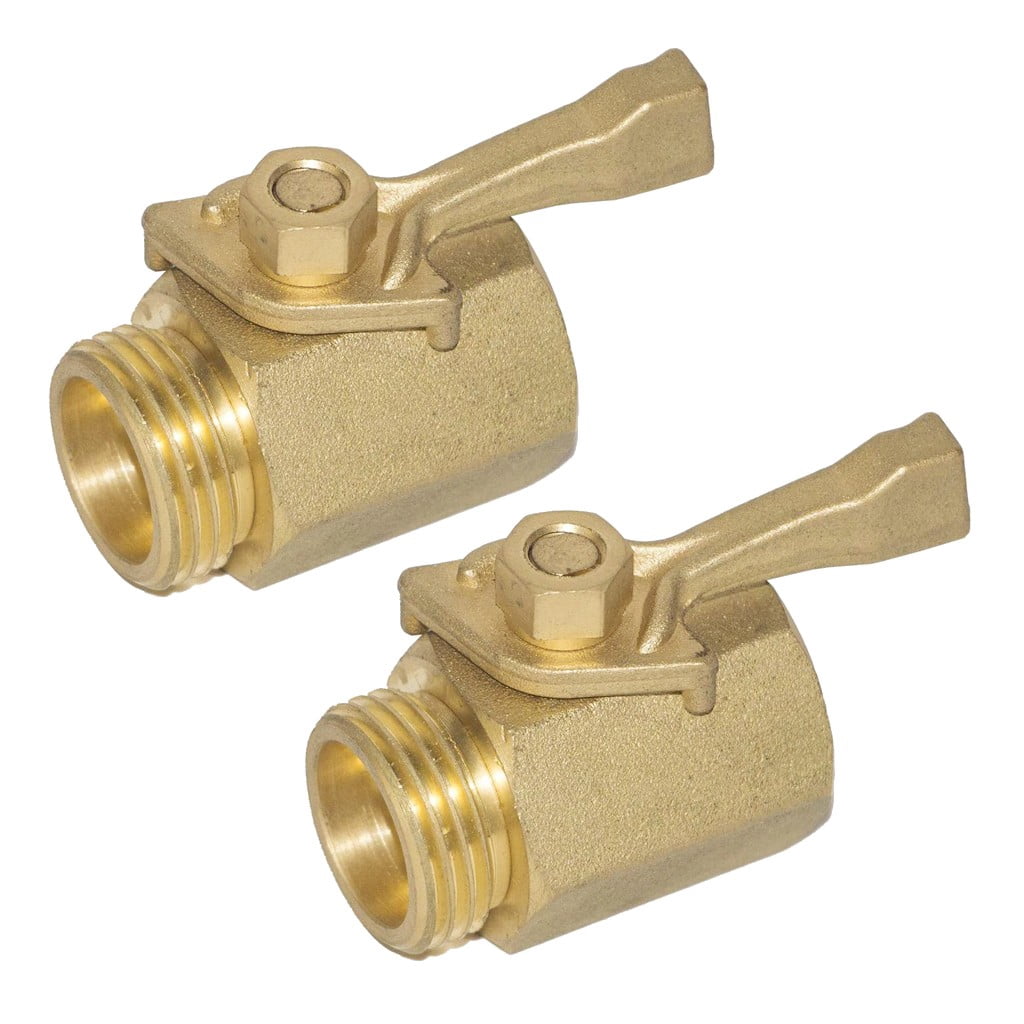 (Clearance) BNNG Super Heavy Duty 3/4" Brass Shut Off Valve Garden Hose Shut Off Valve Garden Hose Connector Gold, Household
