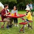 thumbnail image 7 of Ktaxon Portable Folding Picnic Table With 4-Person Chair Seats, Foldable Plastics Camping Table Set, Red, 7 of 7
