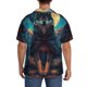 thumbnail image 3 of Fotbe Starry Sky Moon Wolf Leader Camisa Estampada de Manga Corta para Hombre, Casual de Verano, Estilo Playero, Sin Arrugas-X-Large, 3 of 5
