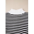 thumbnail image 6 of Stylish Black and White Striped Sweater with Zip Up Closure and Drop Shoulder Design | [ZhiHiMeRi] | (US 8-10)M, 6 of 11