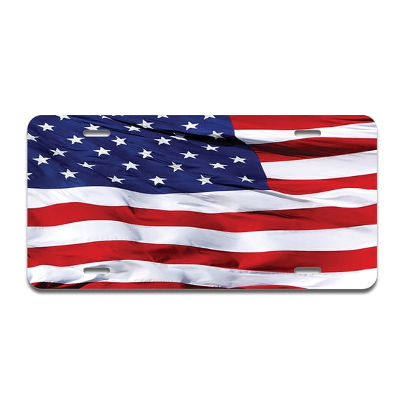 American Flag Aluminum License Plate| License Plate 12" X 6" Fits Any Car, Truck, SUV, RV, or Trailer | Made in The USA