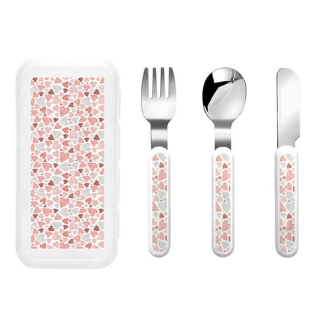 

Qokaie Hand Drawn Hearts for Stainless Steel Kids Silverware Set - Children’s Utensil Set - Children s Knife Fork And Spoon Set