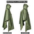 thumbnail image 2 of Lenotos Hooded Rain Poncho for Adult with Pocket, Waterproof Camouflage Poncho, Lightweight Unisex Raincoat Hunting, for Hiking Camping Emergency (Green), 2 of 5