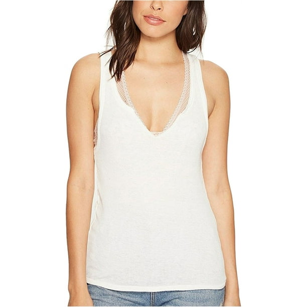 Free People - Camiseta de tirantes para mujer, diseño de gato, color blanco, grande Free People Camiseta sin mangas