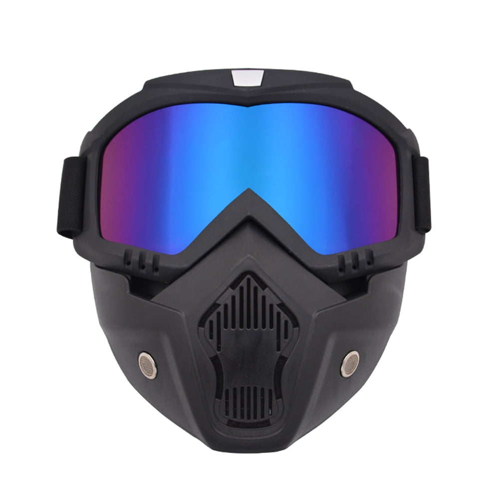 Racing Detachable Modular Motorcycle Helmet Protective Face Mask Shield Goggles