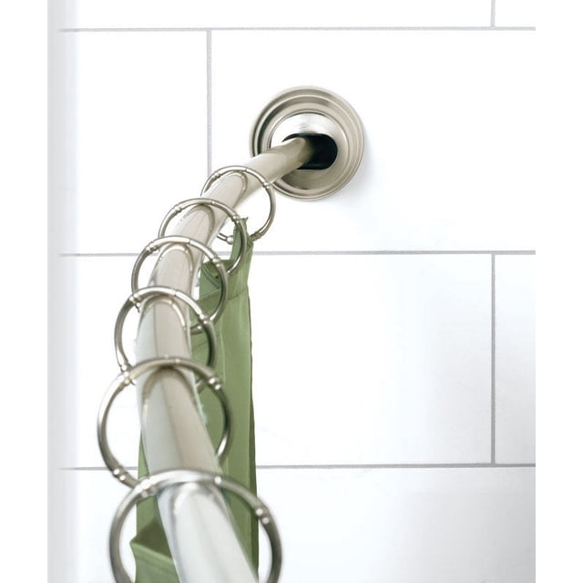 Zenna Home 35633BNP , Satin Nickel NeverRust Rustproof Aluminum Tension Mount Curved Shower Rod