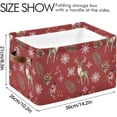 thumbnail image 3 of GZHJMY 2 Pack Foldable Rectangular Storage Baskets,Fabric Shelves Storage Bins with Leather Handles for Organizing Closet Clothes, Toys, Towels, Bedroom, Bathroom, Nursery, Office, Christmas Deer, 3 of 7
