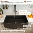 thumbnail image 3 of Mondawe 33" Farmhouse Sink Curved Apron Front Ceramic Porcelain Fireclay Single Bowl Kitchen Sink Basin in Black, 3 of 8
