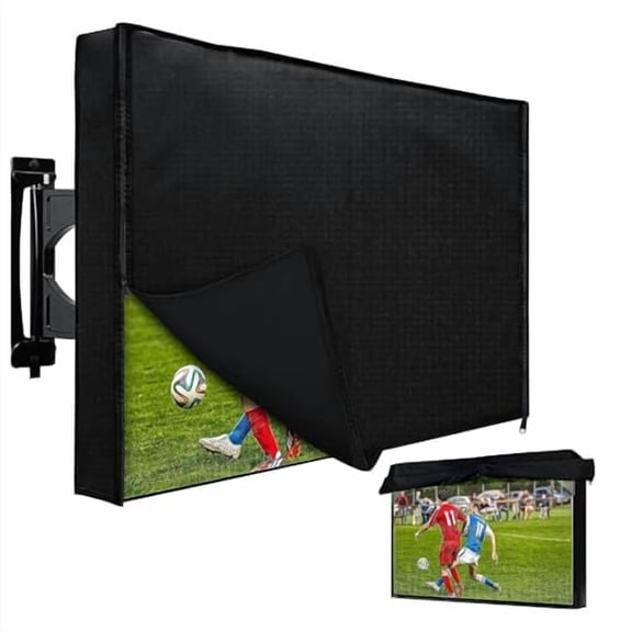 Outdoor TV Cover 60-65 Inch with Waterproof Zipper Velcro   Bottom Cover,600D Heavy Duty Weatherproof TV Enclosure with Front Flap,for Outside LED LCD Flat Screen TVs-58.5''L x 35''H x 4.5"W