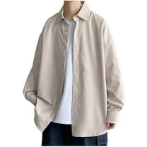Dagugfen Oversize Shirts for Men Dress Button up Long Sleeve Loose Business Casual Work Tops Solid Color