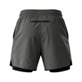thumbnail image 4 of XIAONU Men's Solid Athletic Shorts Drawstring Waist Side Pockets Swim Bottoms, 4 of 4