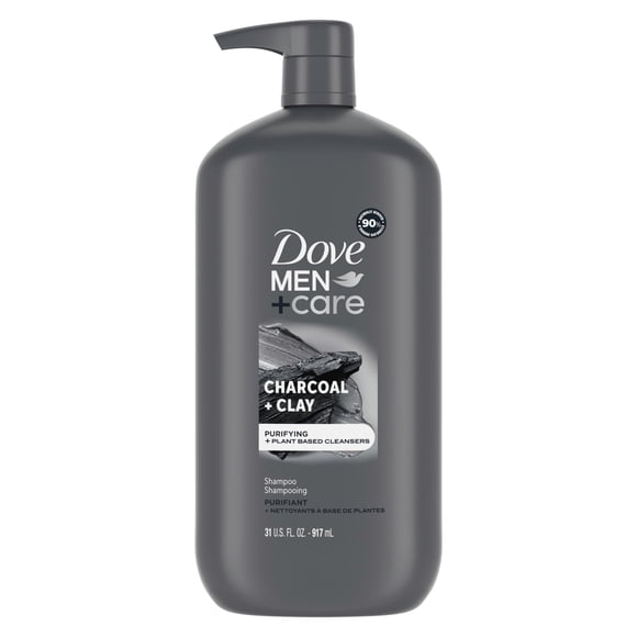 DOVE MEN+CARE DV M SH Charcoal 4p 31z Shampoo purificador com bomba de carvão + argila para cabelos mais fortes e resistentes, com limpadores à base de plantas, 880 g
