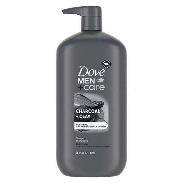 DOVE MEN+CARE DV M SH Charcoal 4p 31z Shampoo purificador com bomba de carvão + argila para cabelos mais fortes e resistentes, com limpadores à base de plantas, 880 g
