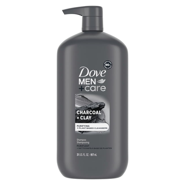 DOVE MEN+CARE DV M SH Charcoal 4p 31z Shampoo purificador com bomba de carvão + argila para cabelos mais fortes e resistentes, com limpadores à base de plantas, 880 g