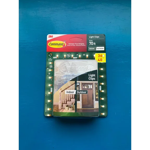 STARLIGHT- 3M Command Damage Free Indoor Outdoor Light Clips 36 Clips 40 Strips Each