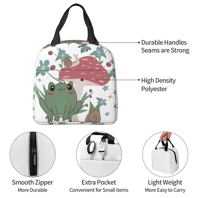 Aesthetic Mushroom Print Lunch Box Kawaii Small Insulation Lunch Bag  Reusable Food Bag Lunch Containers Bags for Women Men - AliExpress