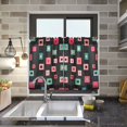 thumbnail image 4 of Yayeee Kitchen Curtains Tier Pair Light Filtering 27"x24" Rod Pocket Short Cafe Window Panel, Red Block Pattern, 4 of 7